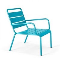 sillon de jardin bajo de acero azul relajante palavas - oviala