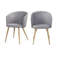 set de 2 sillas de tela gris claro con patas de metal