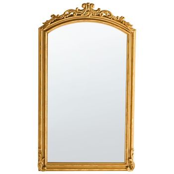 Espejo De Pared Con Marco De Metal Estilo Tradicional 55 X 96 Cm Dorado Gorges