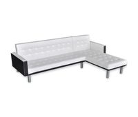 vidaxl sofa cama en forma de l cuero sintetico blanco