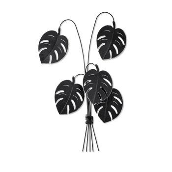 Decoración Pared De Metal Monstera Negro 60x100x12 Cm