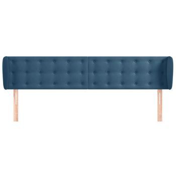 Cabecero Cama Mueble De Dormitorio De Terciopelo Oscuro 203 X 23 X 78/88 Cm Azul M02_0008027