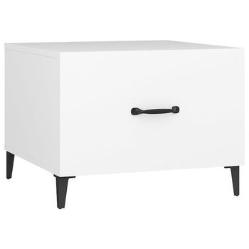 Mesa De Centro 50x50x40 Cm Madera Y Metal Trabajados - Blanco