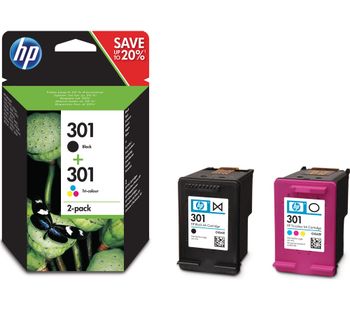 HP 301 Black & Tri-colour Ink Cartridges - Twin Pack, Black