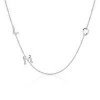 cadena de oro blanco de 14 quilates para mujer con 3 letras