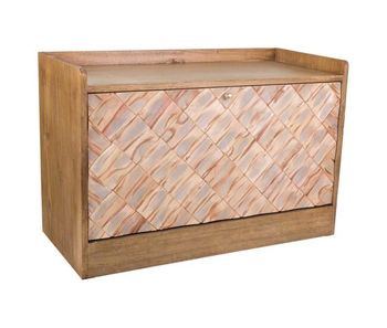 Banqueta zapatero de madera natural 80x38x53 cm