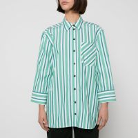 ganni striped organic cotton shirt - eu 38uk 10