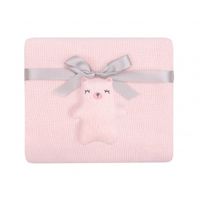 manta de punto de algodon bear with me rosa