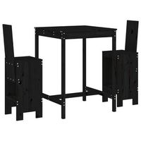 conjunto de mesa y taburetes altos jardin 3 uds  mueble jardin mesa y sillas madera pino negro