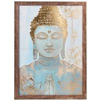 lienzo decorativo de buda hecho a mano materiales sinteticos marco de madera de pino dorado moville