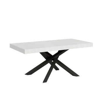 Mesa extensible 90x180/440 cm efecto madera fresno blanco, hierro
