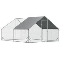 pawhut gallinero exterior grande de acero galvanizado para 8-12 gallinas con techo de pe y cerradura para conejos aves 3x4x2 m plata   aosom espana