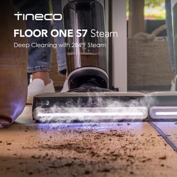 Tineco Floor One S7 Steam, limpiador de pisos a vapor inalámbrico para suciedad persistente en suelos duros, con filtro autolimpiante, limpieza de bordes, funcionamiento automático, ideal para