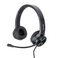 auriculares lindy 20439 con cable usb-c para oficina microfono integrado y control en linea negros