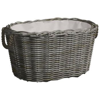 Cesta Para Leña Con Asas De Transporte Sauce Gris 60x40x28 Cm Vidaxl