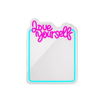 FOREVER Light Neon Mirror LED Love Yourself - Neon LED Multicolor Decorativa - Espejo Neon LED USB - Perfecto para el Hogar y Espacios Profesionales - Letrero Neon y Espejo Práctico