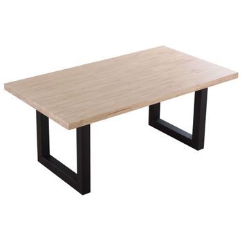 Mesa De Salón Comedor Indú Fija En Roble Nordish Y Negro Mate 180x100x76 Cm
