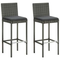 taburetes altos de jardin cojines 2 uds ratan sintetico gris vidaxl