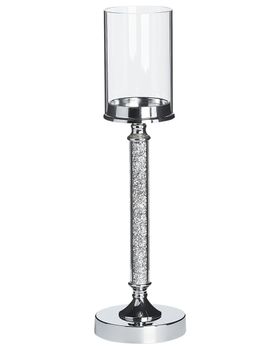 Candelabro de vidrio metal plateado 48 cm