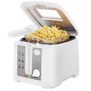 Aigostar Indra 30HEX - Freidora de 2,5 litros de capacidad, 1650 watios de potencia y libre de BPA. Color blanco con ventana de visualización