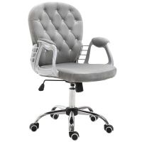 vinsetto silla de escritorio tapizada en terciopelo carga 120 kg gris