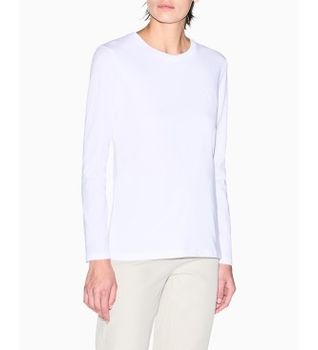 A|X Armani Exchange para mujer. XW001450AF10356U0002 Camiseta Regular Fit blanco (XL), Casual, Algodón, Manga larga