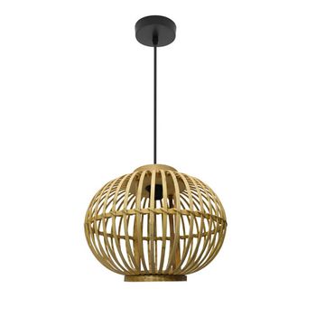 Lámpara de techo colgante Guijo Negro/bambu Natural 34d
