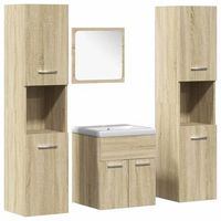 juego de 5 uds muebles de bano  armario de bano madera ingenieria roble sonoma
