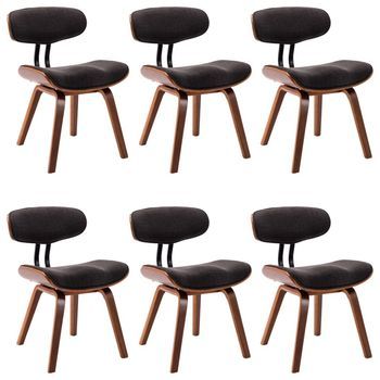 Sillas De Comedor 6 Uds Madera Curvada Gris Y Tela Vidaxl