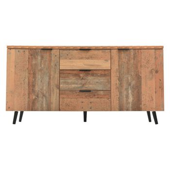 Consola industrial de madera con 3 cajones
