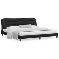cama matrimonial  cama para adultos  estructura de cama con cabecero cuero sintetico negro 200x200cm cfw435526