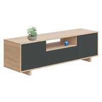 mueble tv zaida 3 puertas color roble y gris 150 cm ancho 41 cm profundo 46 cm altura