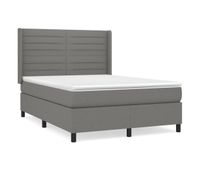 cama box spring con colchon tela gris oscuro 140x200 cm rayas horizontales