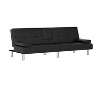 sofa cama - sofa convertible con portavasos cuero sintetico negro