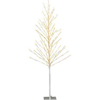 Árbol De Luces Abedul Costway Decoración Para Navidad 168 Luces Led Blancas Cálidas, Base De Metal (155 Cm)