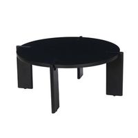 mesa de centro exotica redonda de madera maciza negro