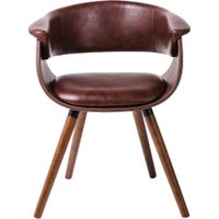 silla con reposabrazos polipiel marron