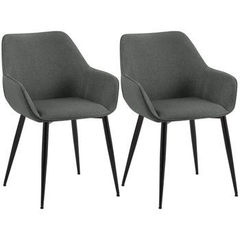 Lote De 2 Sillas De Comedor Luena Tela Gris Oscuro 63x52x82 Cm Clp