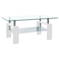 mesa de centro vidrio templado blanco transparente 95x55x40 cm vidaxl