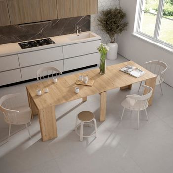 Consola extensible efecto madera roble 262x90x77cm