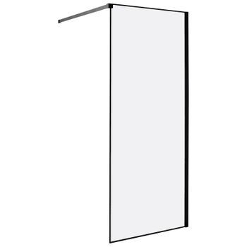 Mampara De Ducha Baño De Vidrio Templado Sin Puerta Negro 80 X 190 Cm Waspam