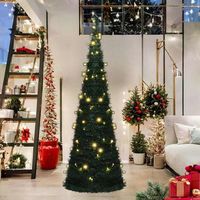 arbol de navidad  decoraciones de navidad emergente preiluminado con luces verde 180 cm