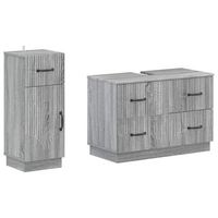 juego de gabinete de bano de 2 piezas hoorn sonoma gris vidaxl