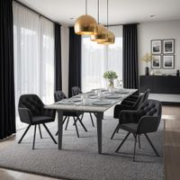 6 sillas de comedor 360 con reposabrazos y de terciopelo negro