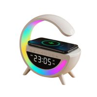 reloj despertador led multifuncion con cargador inalambrico y bluetooth iluminacion rgb ajustable y altavoz integrado para dormitorio u oficina