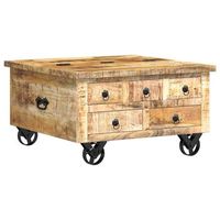 mesa de centro 70x70x40 cm mango sin tratar - marron