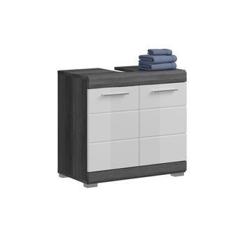 Mueble Bajo Lavabo Scott – 2 Puertas – Gris Oscuro Y Blanco – 60x56x34 Cm