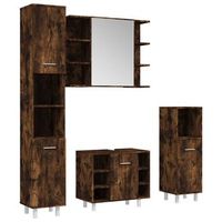 set de muebles de bano  armario de bano 4 piezas madera contrachapada roble humo