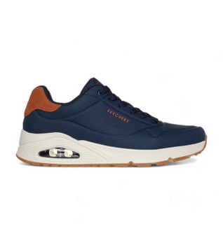 Skechers para hombre. 183004 Zapatilllas Uno Suited On Air marino (41), Plano, Cordones, Casual