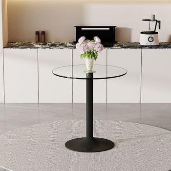 Sweiko Mesa Bar Redonda Vidrio Templado 89x92 Cm Estilo Moderno Minimalista Atmósfera Lujo